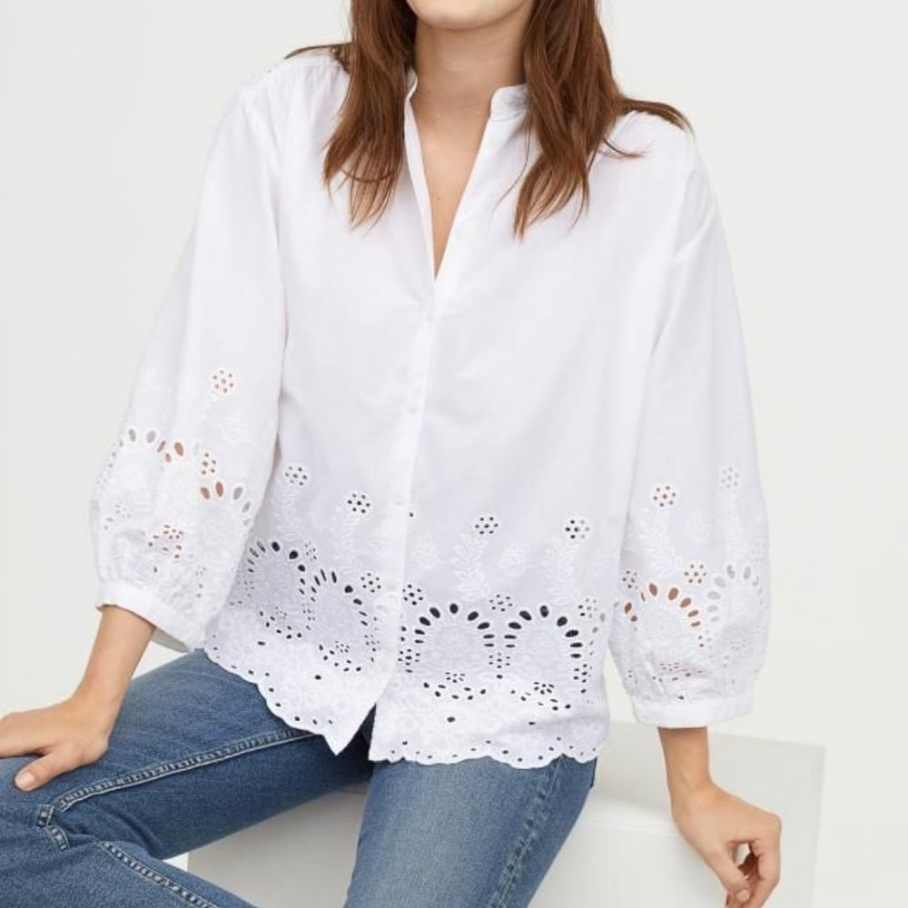 H&M Eyelet Embroidered Top